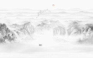 新中式水墨山水画