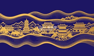 抽象线条古建筑中国风背景