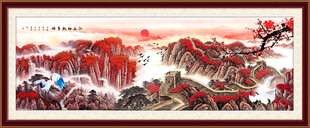 旭日东升长城国画