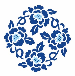 中式青花瓷缠枝花卉图案