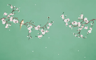 新中式工笔花鸟梅花背景墙装饰画