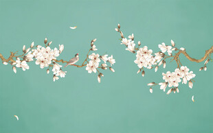 新中式工笔花鸟玉兰花背景