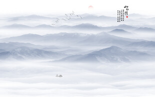 禅意水墨山水画