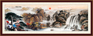 国画迎客松山水画