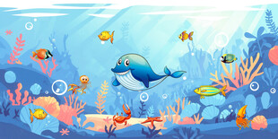 卡通海洋背景墙