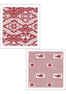 传统红白几何图案纹样