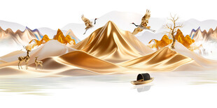 金箔山水画素材-金箔山水画图片-金箔山水画设计模板-昵图网