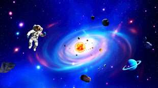 蓝色星球太空黑洞宇航员宇宙背景