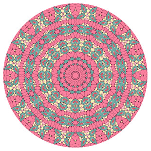 圆形粉色数码印花