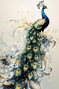 孔雀水墨画素材-孔雀水墨画图片-孔雀水墨画设计模板-昵图网