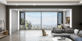 现代简约风客厅大窗景观