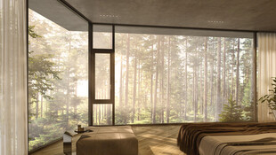 森林中的现代简约卧室空间