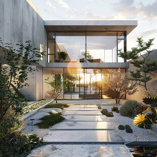 现代简约风庭院住宅景观