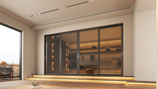 现代简约风客厅玻璃隔断