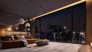 现代奢华夜景客厅空间