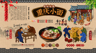 重庆小面背景墙
