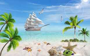 海边沙滩美景背景图