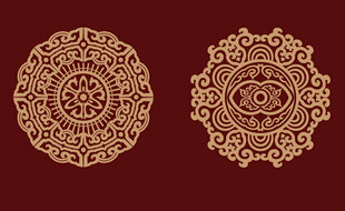 复古金色曼陀罗花纹图案