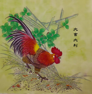 国画公鸡大吉大利