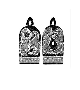 黑白动物图案背包秦汉拓片