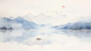 新中式水墨山水画