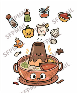 卡通风格的火锅欢乐场景