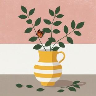 花瓶中绿植插画