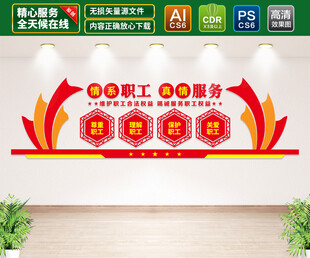 情系职工真诚服务文化墙