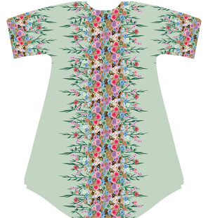 花卉图案浅绿色长袖上衣袍子定位