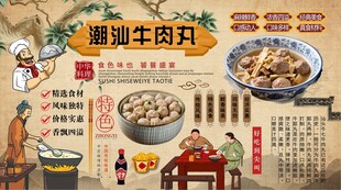 潮汕牛肉丸背景墙