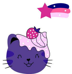 可爱紫猫配草莓奶油