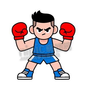 卡通男孩拳击教练