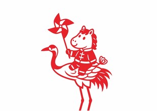 矢量剪纸风格马年图案