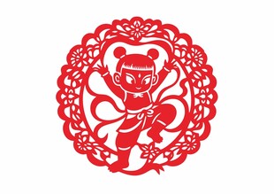 矢量哪吒剪纸图案
