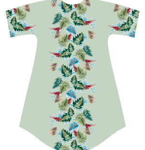 花鸟图案中式短袖长衫