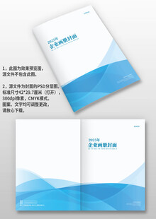 蓝色线条公司宣传手册画册封面