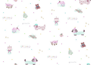 可爱卡通动物花卉图案背景