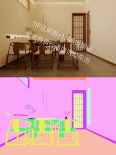 新中式茶室效果图