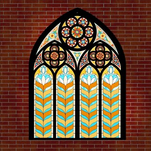 彩色玻璃拱形窗艺术图案