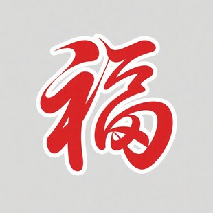 红色福字书法艺术