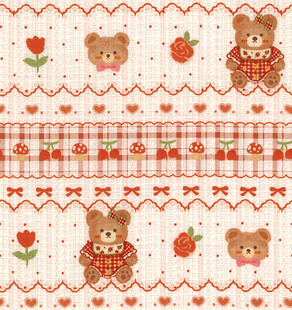 小熊草莓图案可爱布料纹理