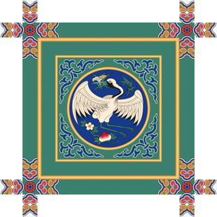 北京大觉寺仙鹤天花彩绘矢量图