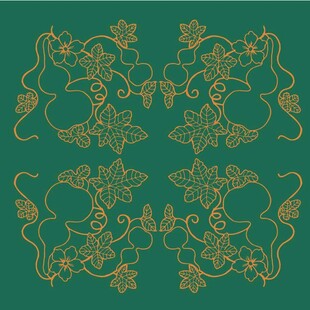 绿色底金色藤蔓花纹图案 