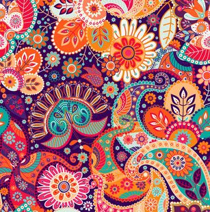 多彩佩斯利花纹图案