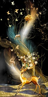 麋鹿金山抽象羽毛