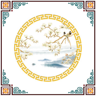 中式花鸟边框图案设计