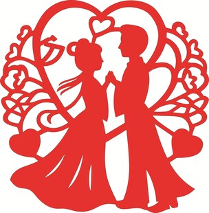 浪漫情侣剪纸图案