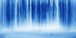 流水生财瀑布山水图