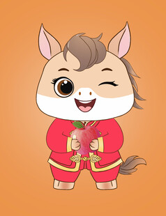 马年可爱卡通马吉祥物