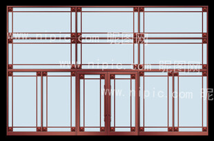 中式仿铜玻璃幕墙地弹门